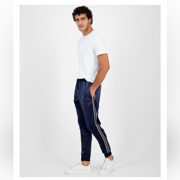 I.N.C. International Concepts Men's Regular-Fit Side Stripe Velour Joggers 🏃 - Picture 1 of 9